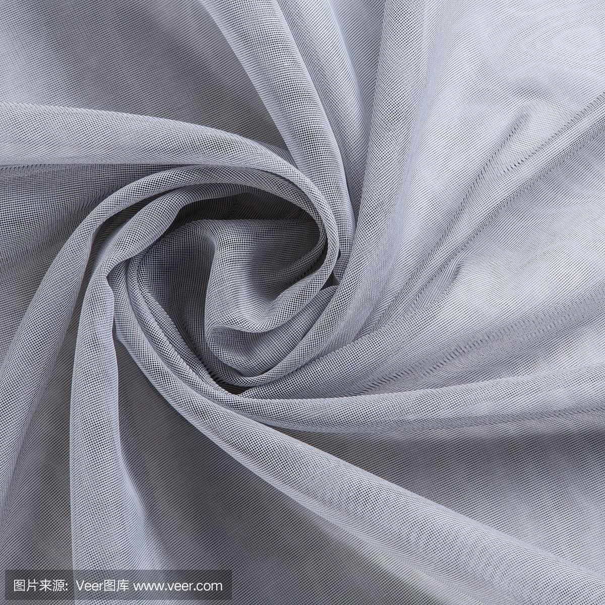 灰色薄窗帘织物,薄纱或透明硬纱,有褶